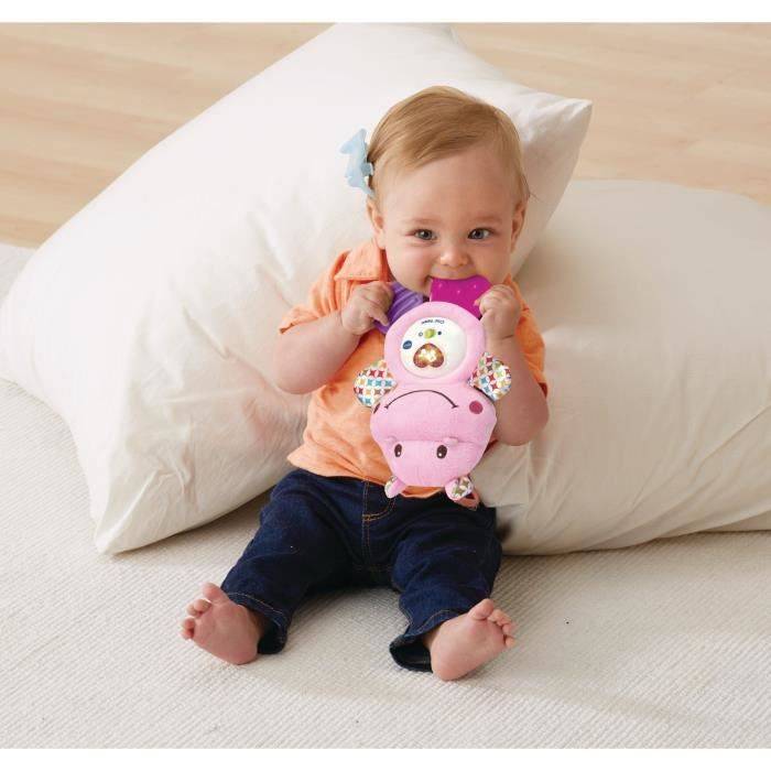 VTECH BABY - Croc'Hippo Rammelaar - Roze Pluche Speelgoed met Textuur-1