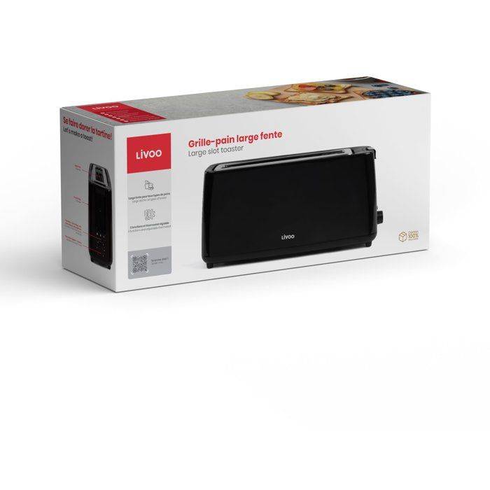 LIVOO DOD168N Langsleuf Broodrooster - 900W - 7 Bruiningsniveaus - Zwart-3