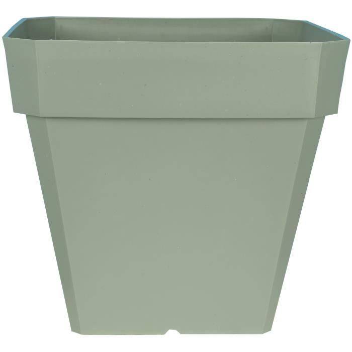 RIVIERA SOLEILLA Vierkante Bloembak - Plastic - 49 x 49 x H 45 cm - Klei Groen 49x49x45-0