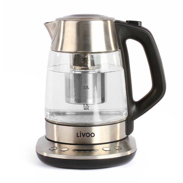 LIVOO DOD165 Theepot Waterkoker - 1,7 L - 2200W - Glas - Grijs-0