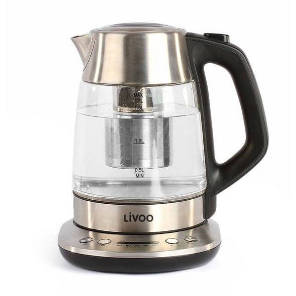 LIVOO DOD165 Theepot Waterkoker - 1,7 L - 2200W - Glas - Grijs