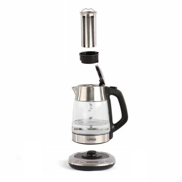 LIVOO DOD165 Theepot Waterkoker - 1,7 L - 2200W - Glas - Grijs-4