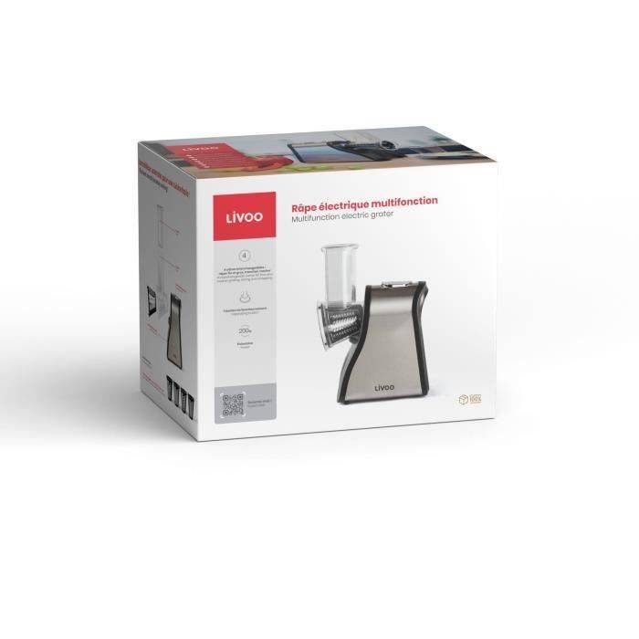 LIVOO DOP192 Elektrische Rasp - Zwart en Grijs - 4 Verwisselbare Cones-4