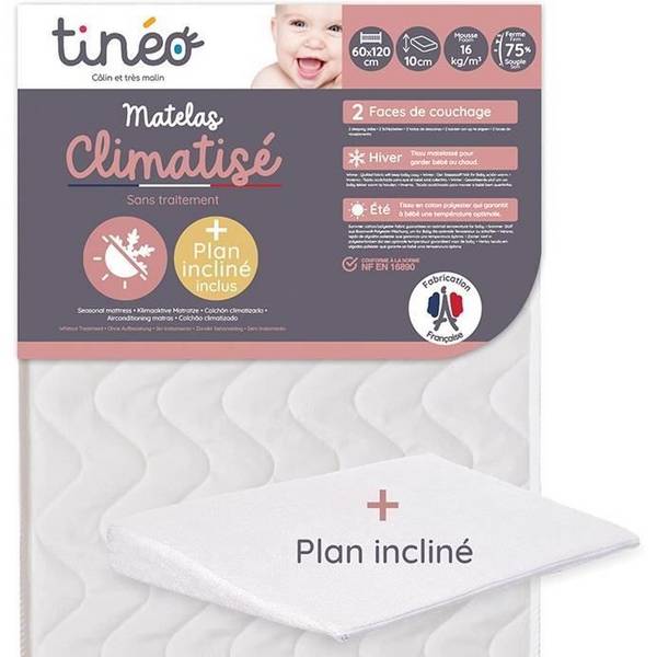 TINEO Airconditioned Matras 60x120 cm - 10 cm Dikte - Inclinatie Wedge
