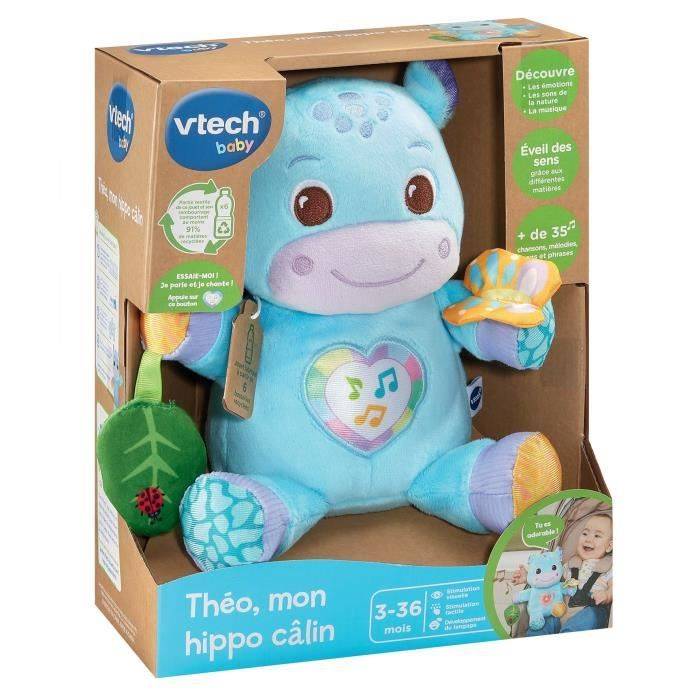 VTECH Theo, Mijn Knuffelhippo - Interactief Pluche Speelgoed - 3-36 Maanden - Gerecyclede Plastic Flessen-1