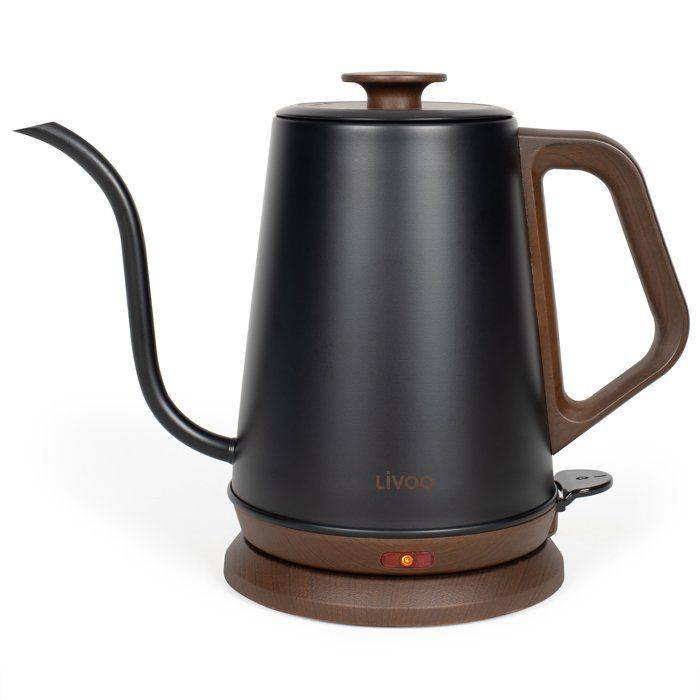 LIVOO Gietkannetje - DOD206 - 1360 W - 1 L - 360° Draaischijf - Zwart/Bruin-0