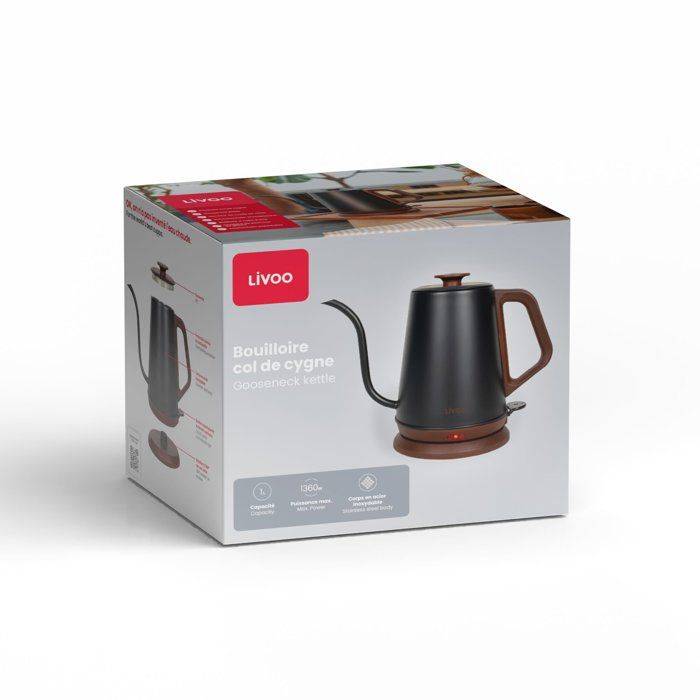 LIVOO Gietkannetje - DOD206 - 1360 W - 1 L - 360° Draaischijf - Zwart/Bruin-4