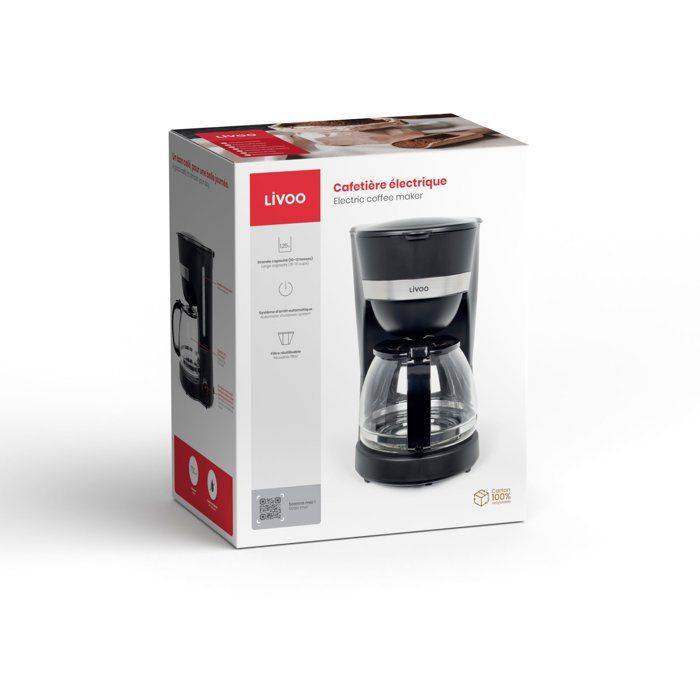LIVOO Elektrische Koffiemaker - 750 W - 1,25 L - 10 tot 12 Kopjes - Zwart - DOD200N-4