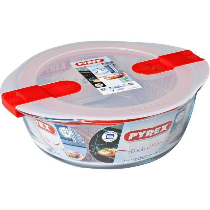 PYREX Ronde Container met Deksel - 20 x 18 cm - 1,1 L - Koken & Verwarmen - Borosilicaatglas-0