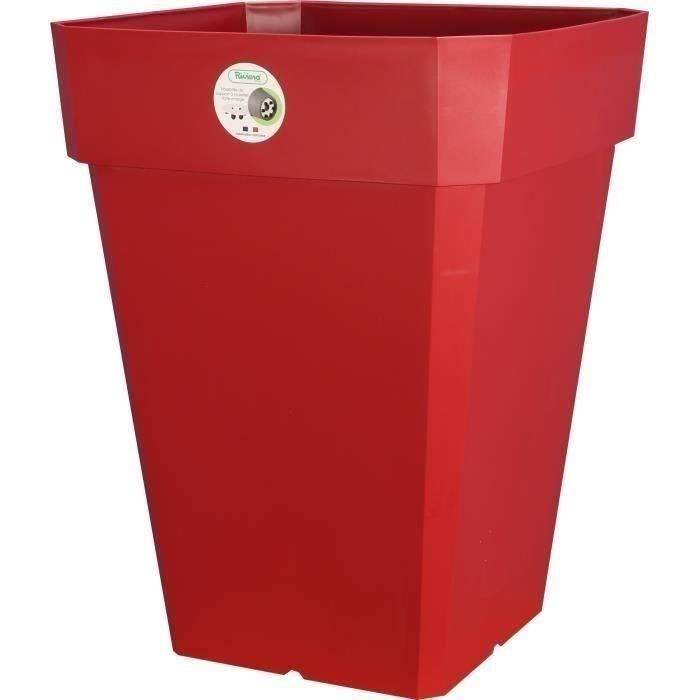 RIVIERA Bloempot - Soleilla Vierkant - 39 x 39 x 36 cm - Rood - 100% Recyclebaar Plastic 39x39x36-0