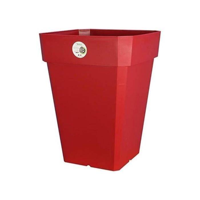 RIVIERA Bloempot - Soleilla Vierkant - 39 x 39 x 36 cm - Rood - 100% Recyclebaar Plastic 39x39x36-1