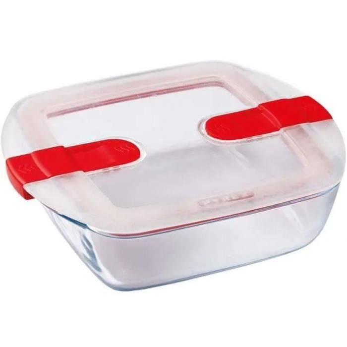 PYREX Rechthoekige Container met Deksel - 20 x 17 cm - 1 L - Cook & Heat - Borosilicaatglas-0
