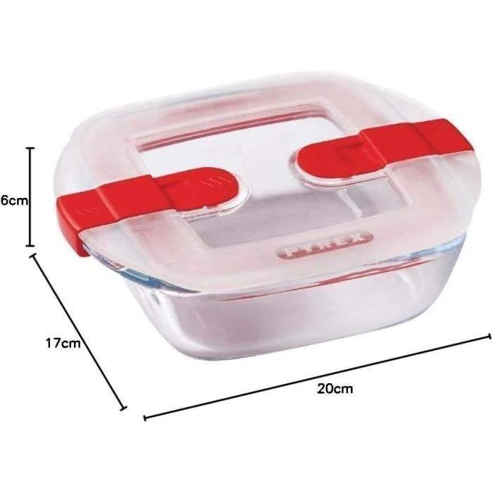 PYREX Rechthoekige Container met Deksel - 20 x 17 cm - 1 L - Cook & Heat - Borosilicaatglas-1