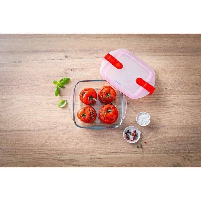 PYREX Rechthoekige Container met Deksel - 20 x 17 cm - 1 L - Cook & Heat - Borosilicaatglas-2