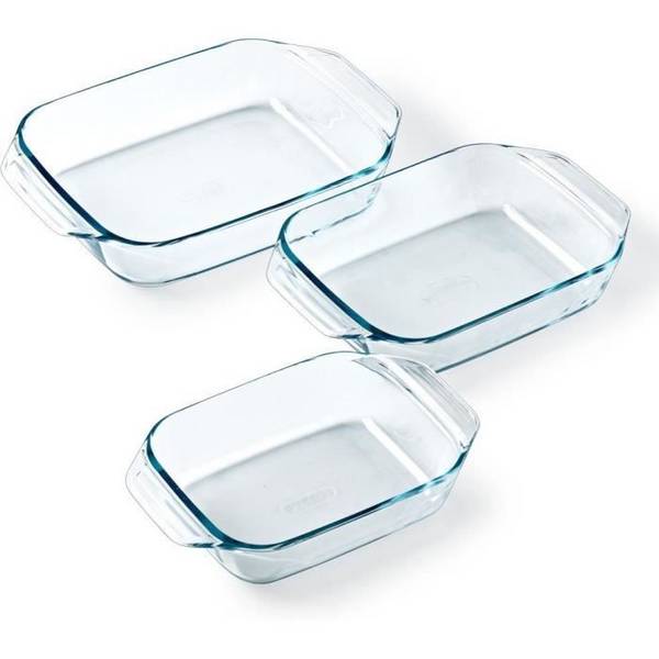 Pyrex Set van 3 Rechthoekige Ovenschalen - Glas - Irresistible - 20-25-28 cm