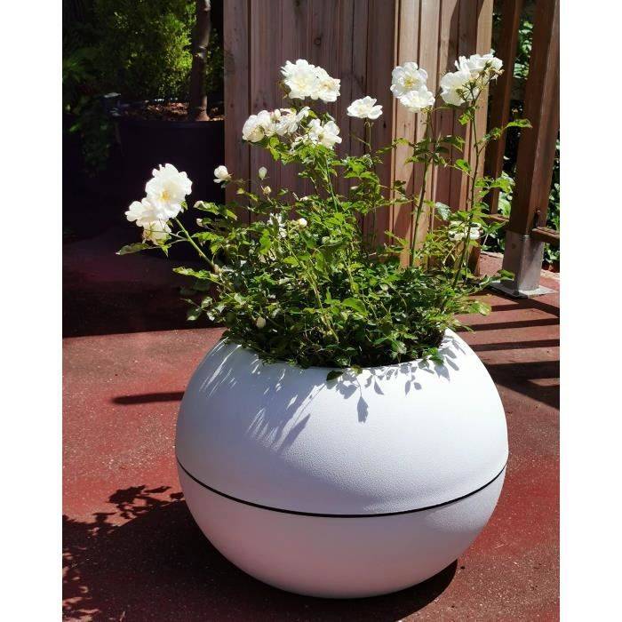 RIVIERA Ronde Bloembak - Plastic - Ø 40 x H28 cm - Wit D40-2