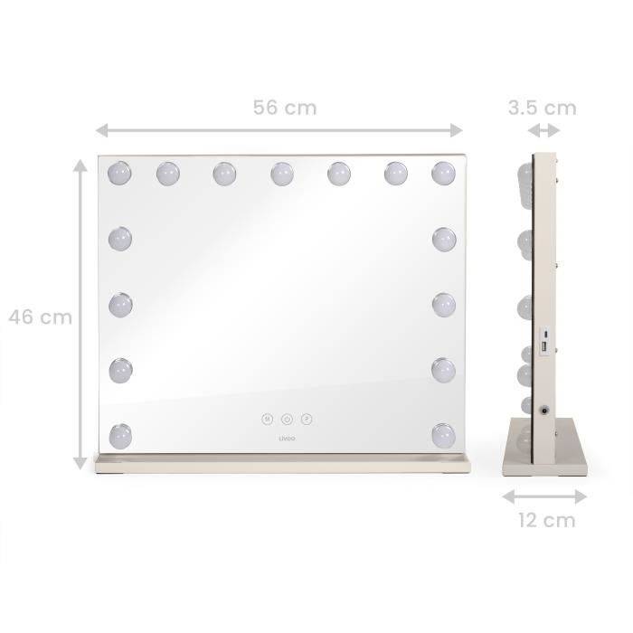 LIVOO Hollywood Make-up Spiegel - DOS207 - 56 x 44 cm - 15 LEDs - 3 Lichtmodi-2