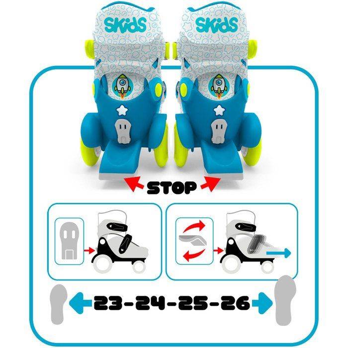 STAMP Verstelbare Skates - Maat 23-26 - Blauw - 4 Wielen-4