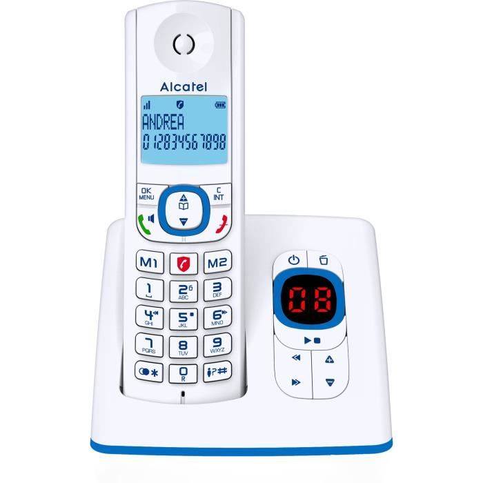 ALCATEL F530 Voice Draadloze Telefoon - Antwoordapparaat, Belblokkering, Handsfree, Wit/Blauw-0
