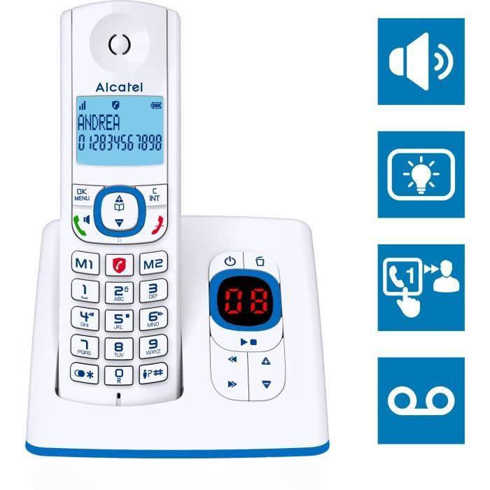 ALCATEL F530 Voice Draadloze Telefoon - Antwoordapparaat, Belblokkering, Handsfree, Wit/Blauw-1