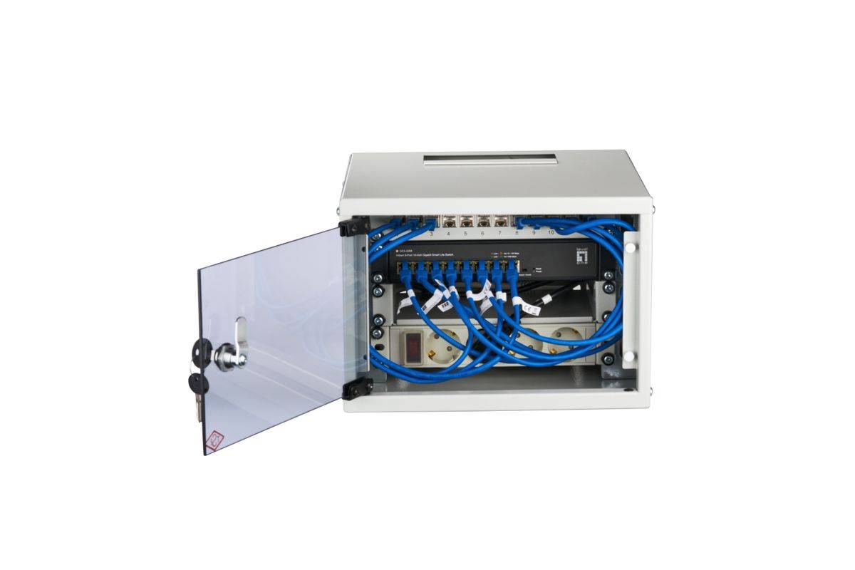 EFB 10" wandbehuizing, 4U, 300 mm diep, uit één stuk, RAL7035-1