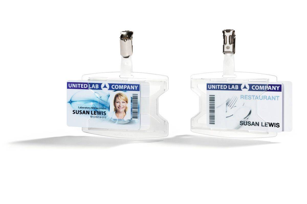 Duurzame ID-badgehouder reXycle met clip voor 2 pasjes, 25 stuks-1