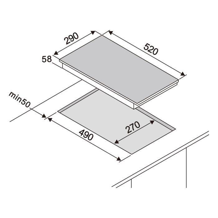 OCEANIC Domino Inductiekookplaat - 2 Kookzones - 3500W-4