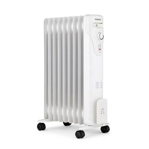 OCEANIC Elektrische Oliegevulde Radiator - 2000 Watt - 3 Vermogeninstellingen - 9 Elementen - Draagbaar - Wit