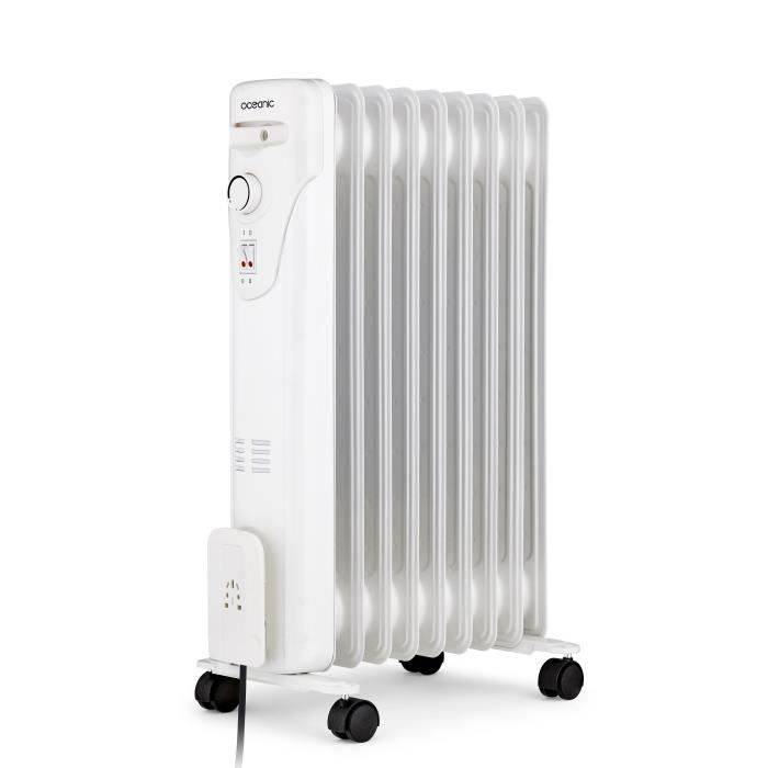 OCEANIC Elektrische Oliegevulde Radiator - 2000 Watt - 3 Vermogeninstellingen - 9 Elementen - Draagbaar - Wit-1