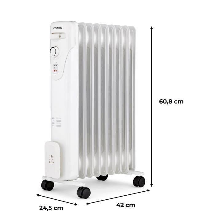 OCEANIC Elektrische Oliegevulde Radiator - 2000 Watt - 3 Vermogeninstellingen - 9 Elementen - Draagbaar - Wit-3