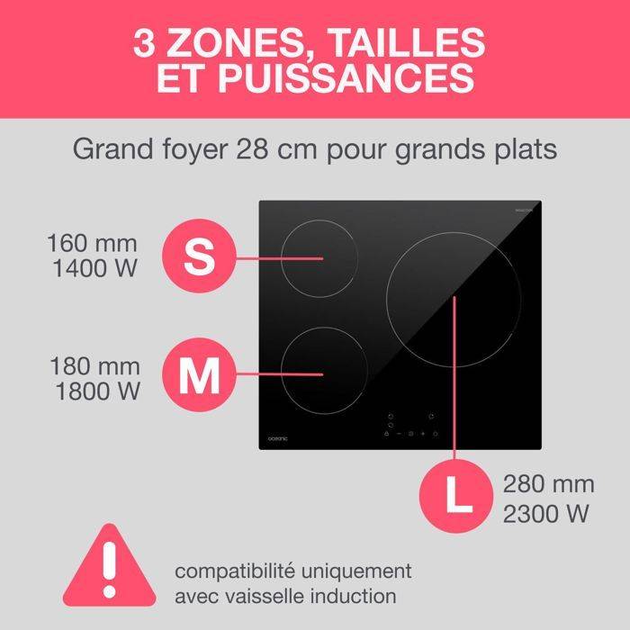 OCEANIC Inductiekookplaat - OCEATI3Z7B - 3 Kookzones - 5500W 3-burner-3