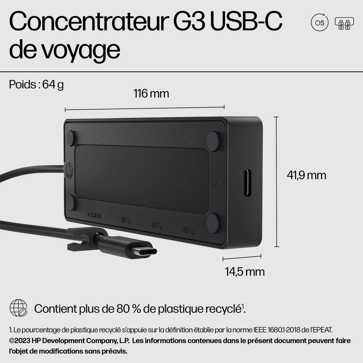 Symboolafbeelding voor HP USB-C reishub G3 - 86S97AA