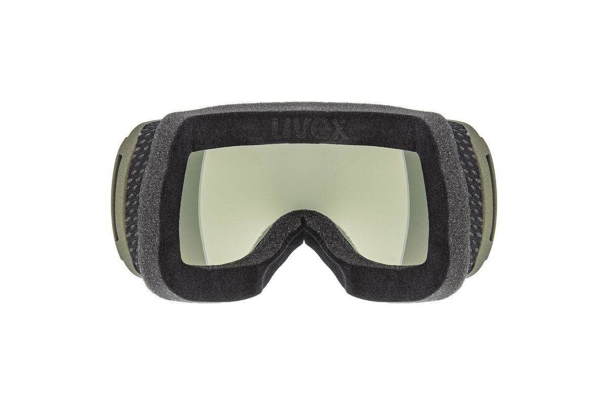 Uvex Downhill 2100 CV wintersportbril, groen, unisex, met gouden sferische lens.-1