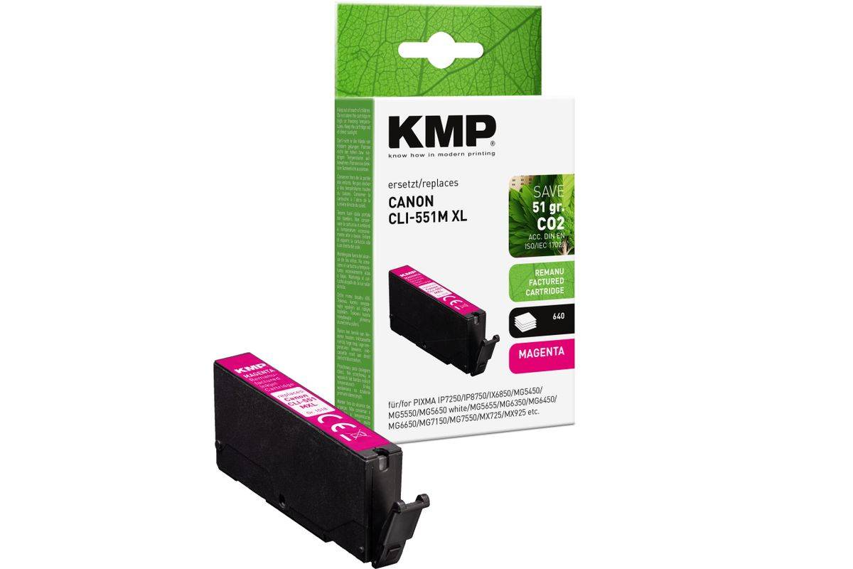 KMP Canon CLI551MXL (6445B001) inktcartridge 1 stuk(s) Compatibel met magenta-0