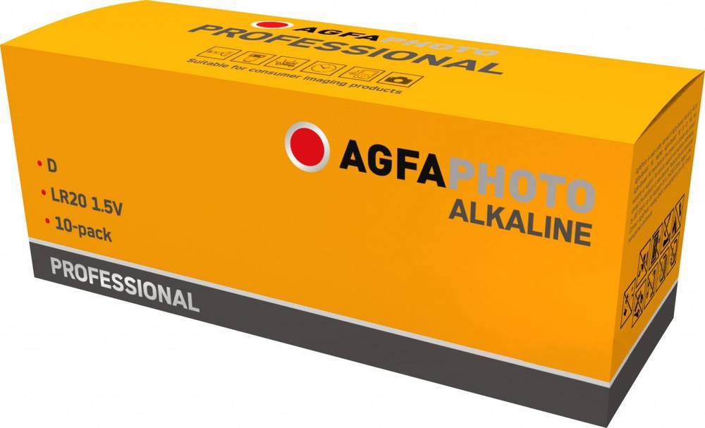 AgfaPhoto Alkaline Professional -D Mono Batterijen, 10 stuks.-1