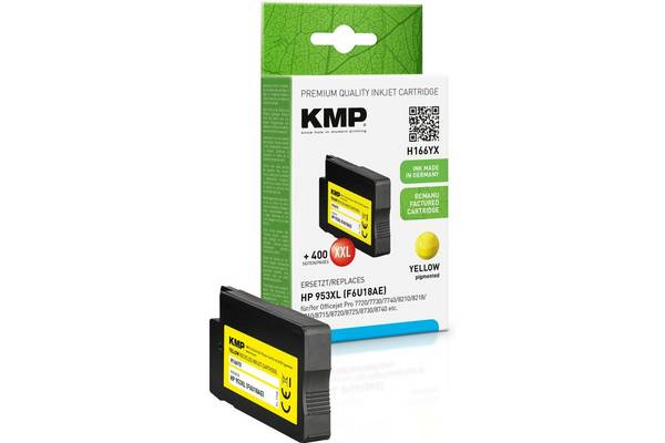 KMP cartridge HP 953XL (F6U18AE) geel 2000 S. Hybride chip bijgevuld