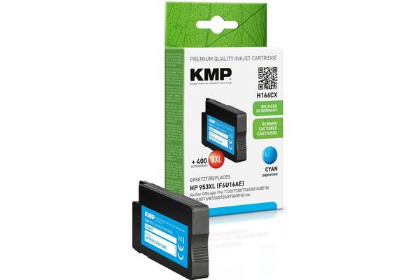 KMP cartridge HP 953XL (F6U16AE) cyaan 2000 p. H166 hybride chip bijgevuld