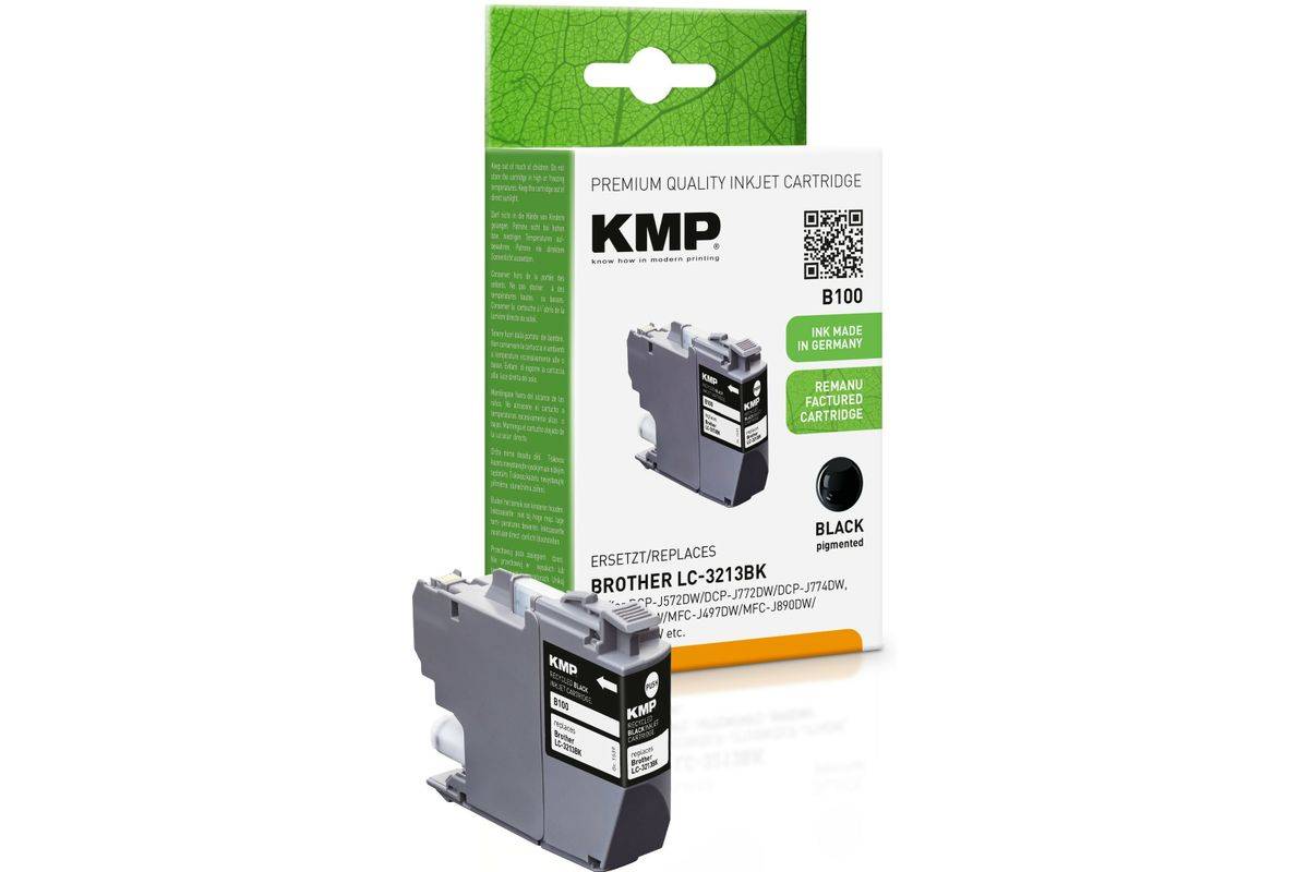 KMP-cartridge Brother LC-3213BK zwart 400 S. B100 gereviseerd.-0