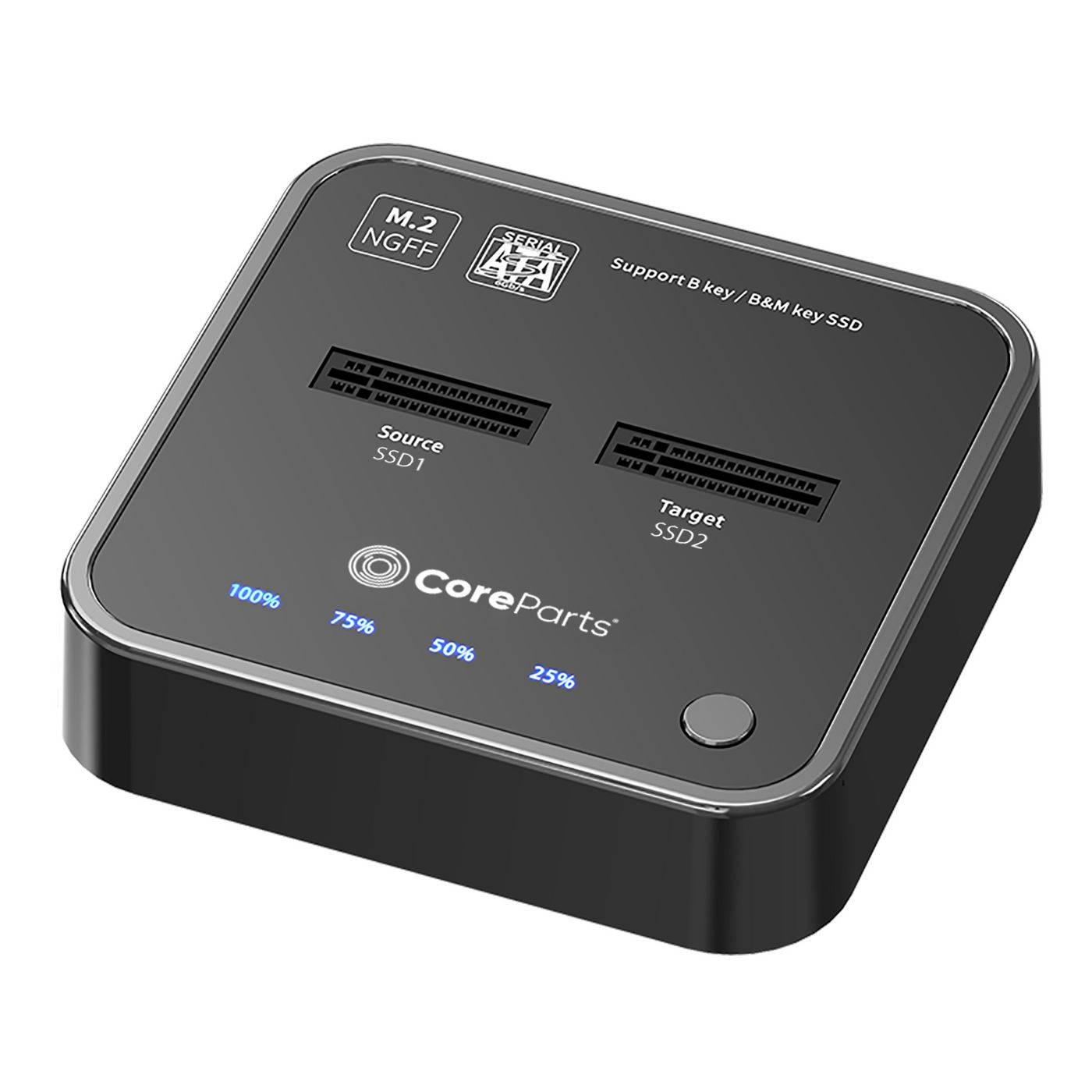 CoreParts USB3.2 Type C (10 Gbps) SATA M.2 SSD-kloner, dockingstation voor M.2 SATA naar M.2 SATA met kloonfunctie - De-1