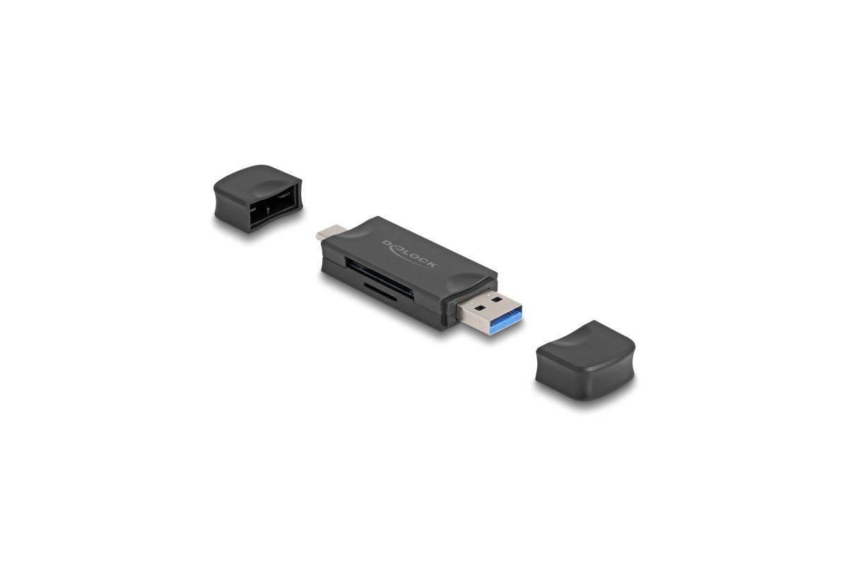 Delock Card Reader USB 5 Gbps USB Type-C™ / Type-A for SD and Micro SD memory cards black-0