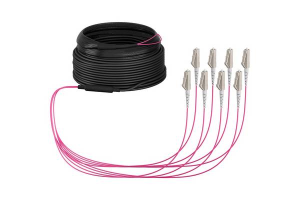 EFB Elektronik O8322S40OM4 InfiniBand- en glasvezelkabel 40 m 8x LC U-DQ(ZN) BH beige, zwart, magenta