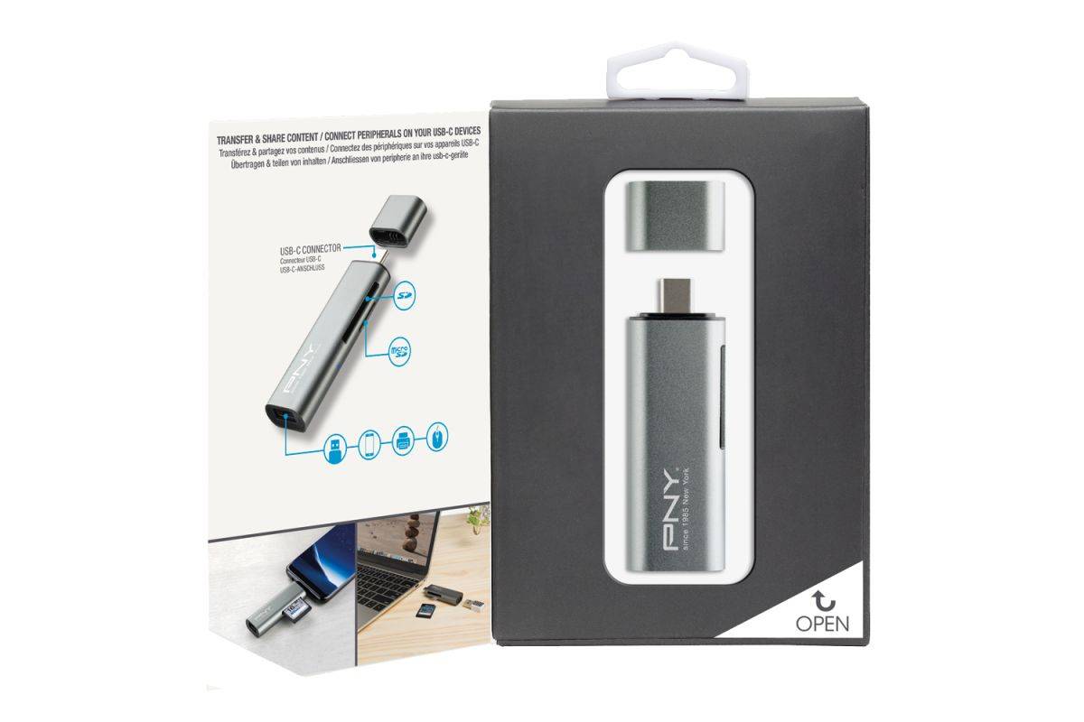 PNY R-TC-UA-3N1E01-RB geheugenkaartlezer USB 3.2 Gen 1 (3.1 Gen 1) Type-C Metallic-1