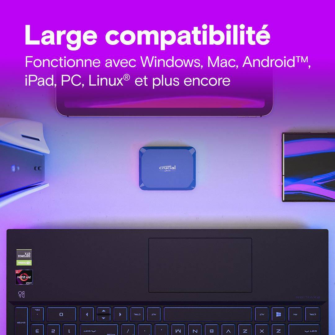 Symboolafbeelding voor Cruciaal 2 TB, USB-C, USB 3.2 Gen-2 2x2, 20Gb/s, IP65, 2100 MB/s, Blauw