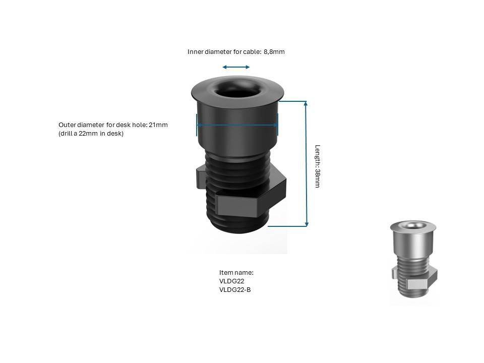 Vivolink Oplossing voor kabels deurbureau 35mm zwart-1