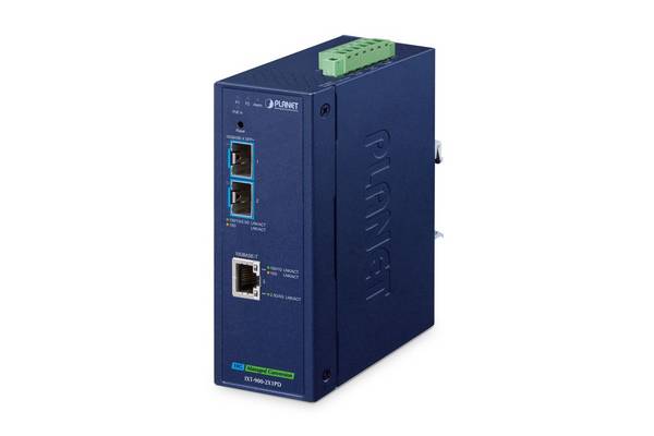 PLANET IP40 Industriële 2-poorts netwerkmediaconverter 10000 Mbit/s Blauw