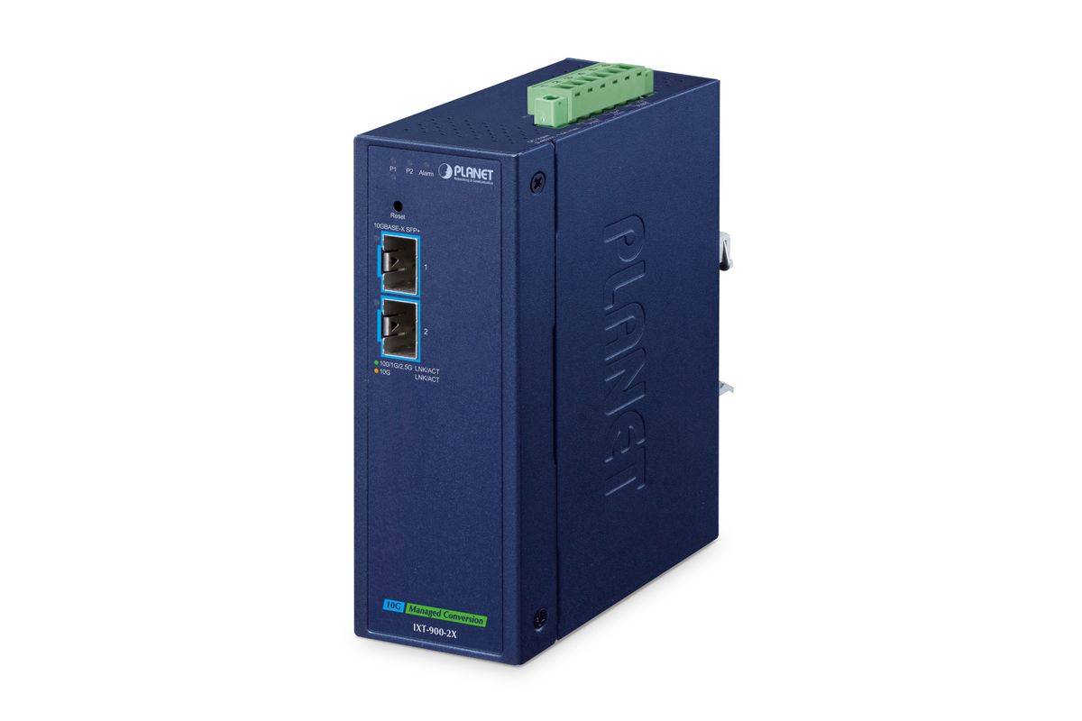 PLANET IP40 Industriële 2-poorts netwerkmediaconverter 10000 Mbit/s Blauw-0