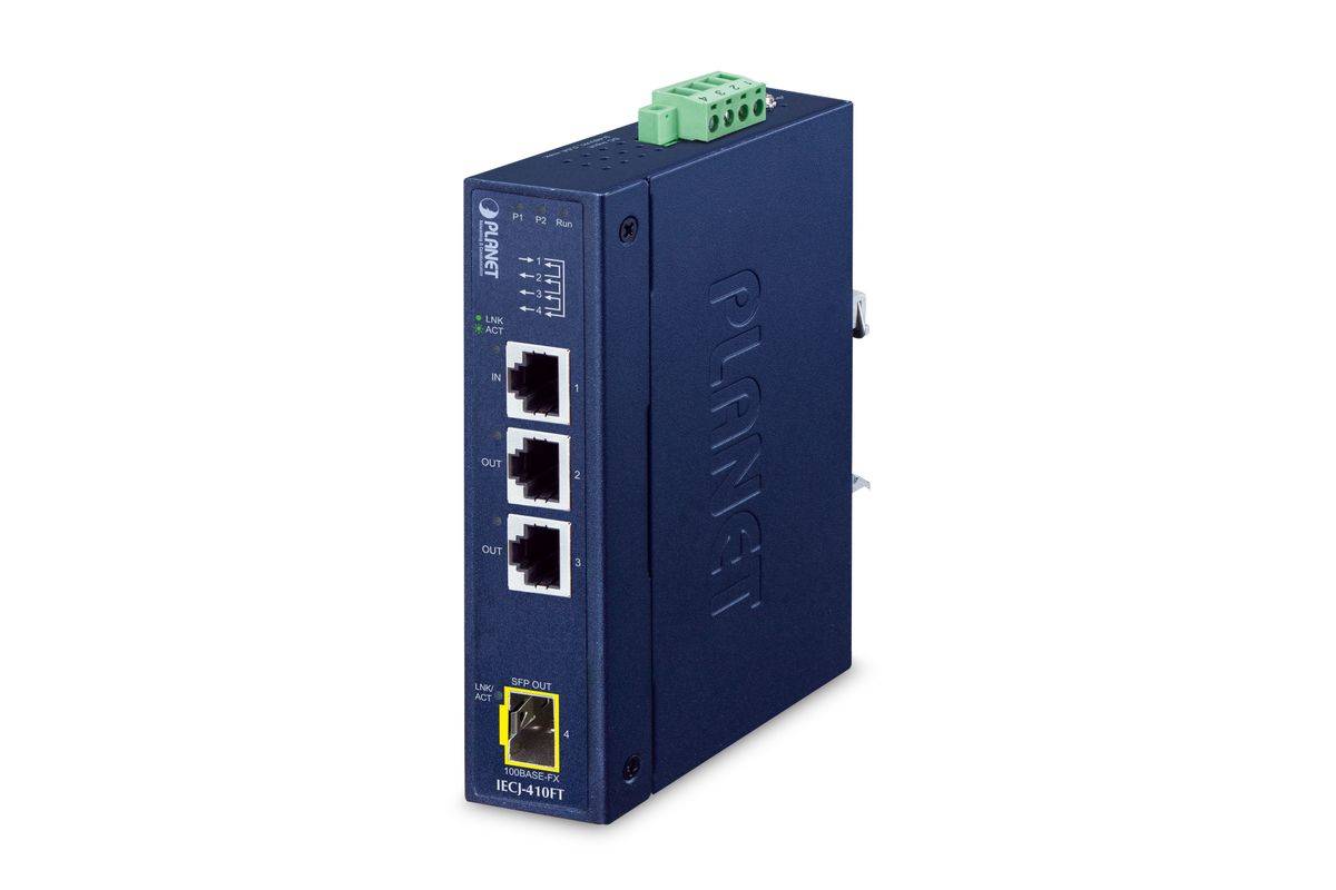 PLANET Industriële 3-poorts RJ45+ netwerkmediaconverter blauw-0