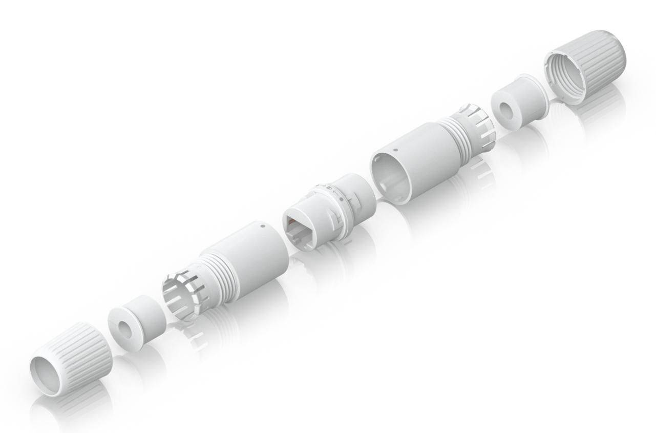 Ubiquiti RJ45 inline koppeling voor buiten, 2 stuks, Cat6A, polycarbonaat, IPX6, wit-2