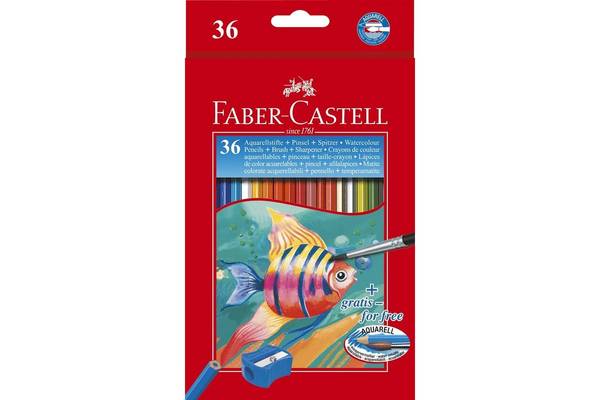 FABER-CASTELL Kleurpotloden en aquarelverfset voor kinderen, 36-delige kartonnen etui