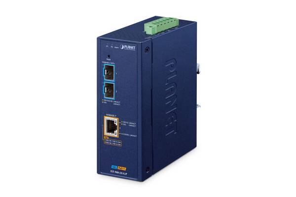 PLANET 2-poorts SFP+ / 1-poorts GE PoE++ handmatige mediaconverter IX